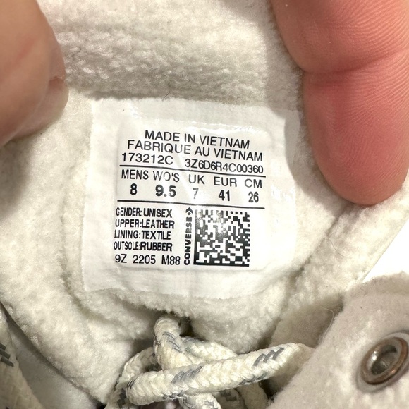 Converse Chuck Taylor Crafted Hi White Leather Boots - Size M8 or W9.5 - Picture 5 of 9